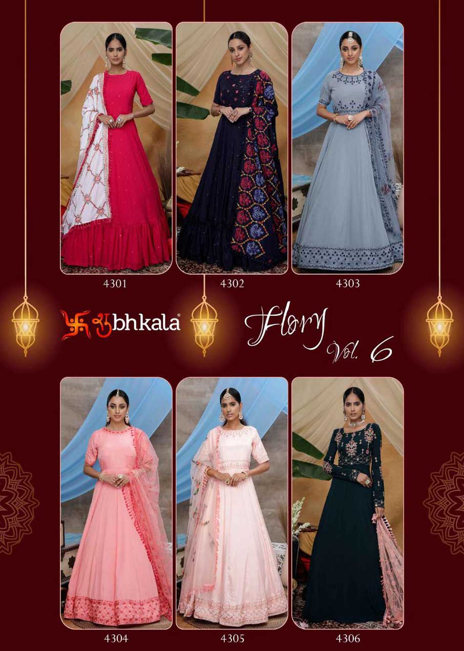 Flory Vol-6 Diamond Georgette Gowns Catalog Flory Vol-6 Diamond Georgette Gowns Catalog